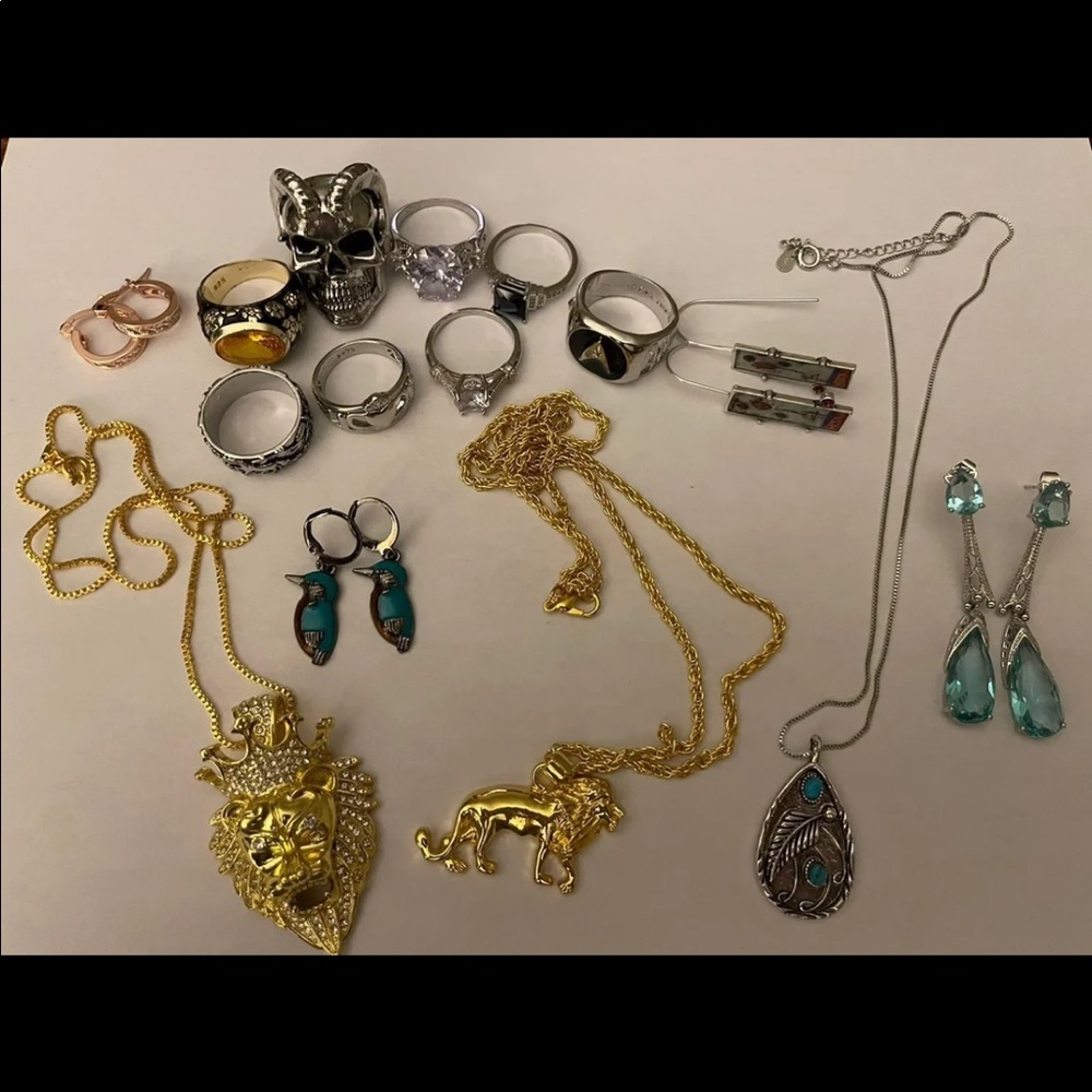 Jewelry lot necklaces earrings rings